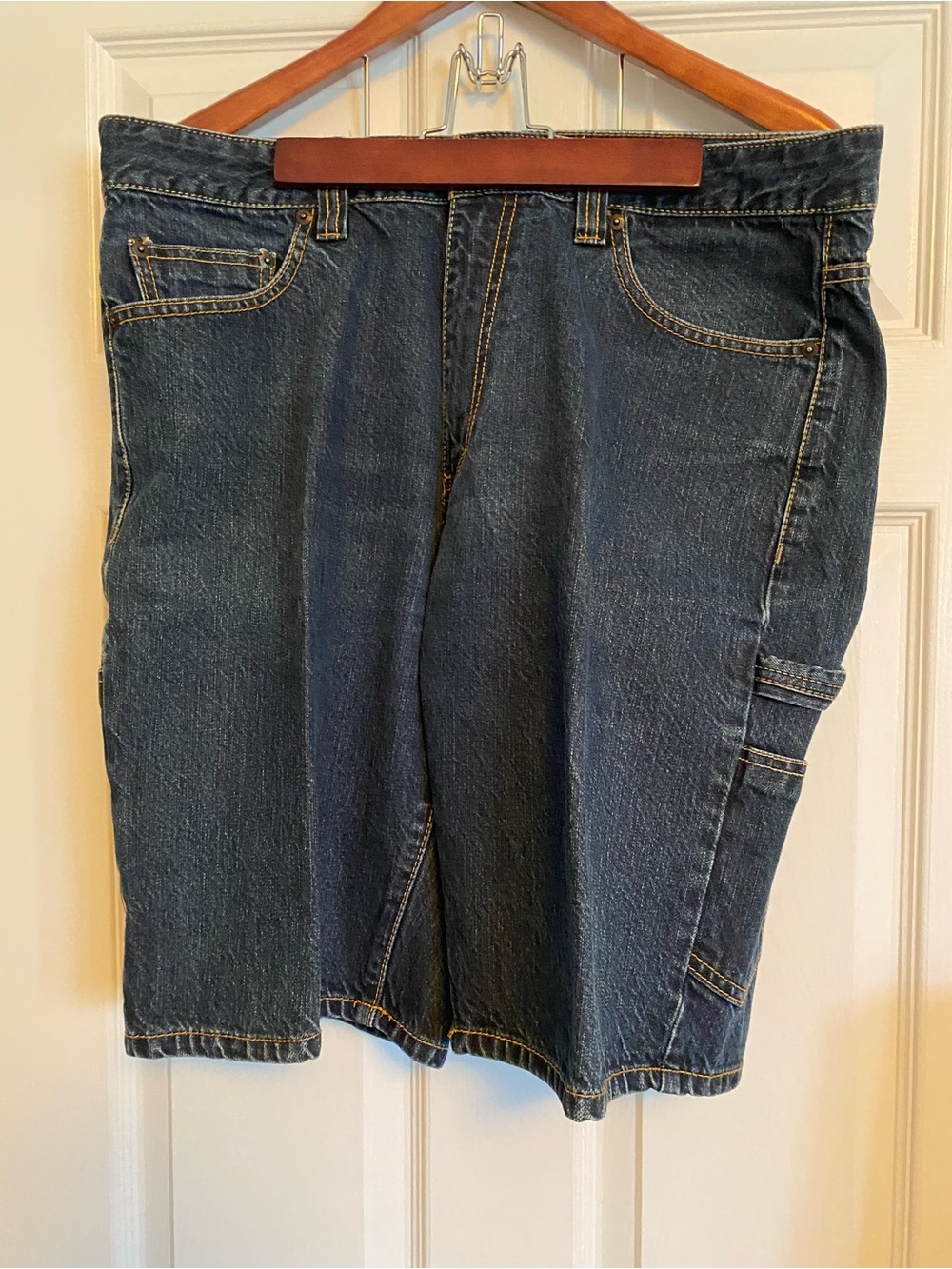 Denver Hayes Indigo Blue Denim Shorts with Contrast Stitching